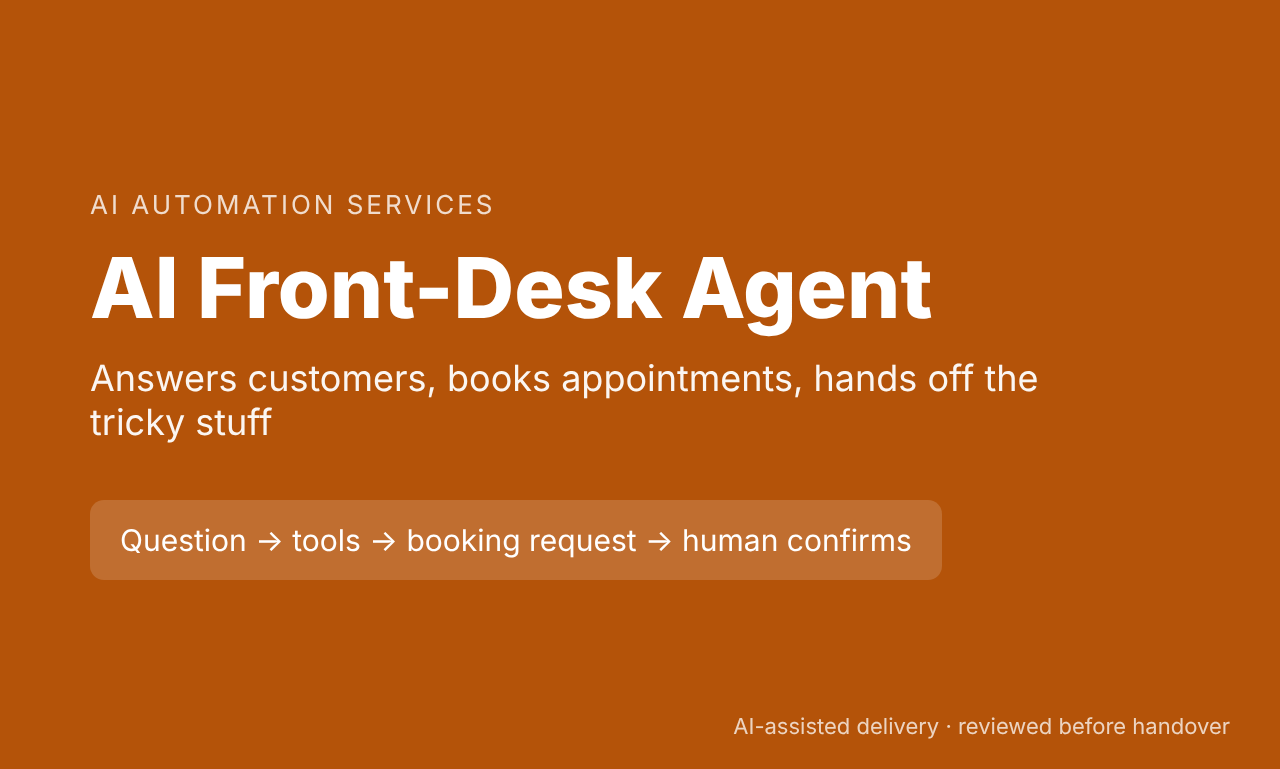 AI Front-Desk / Booking Agent (demo project) demo screenshot